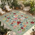 thumbnail image 1 of Sage Green Floral Outdoor Rug for Patio/Deck/Porch, Non-Slip Large Area Rug 3 x 5 Ft, Spring Flowers Leaves Farmhouse Indoor Outdoor Rugs Washable Area Rugs, Reversible Camping Rug Carpet Runner, 1 of 8