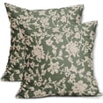 thumbnail image 1 of Sage Green Floral Pillow Covers 16x16 Set of 2 Brown Cream Vintage Flower Block Print Pattern Decorative Throw Pillowcases Outdoor Rustic Farmhouse Square Cushion Cases Decor for Home Couch Sofa Bed, 1 of 7