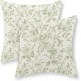 thumbnail image 1 of Sage Green Floral Pillow Covers 16x16 Set of 2 Light Green Chinoiserie Floral Decorative Throw Pillows Vintage Rustic Toile Flower Pillowcase Outdoor Decor Linen Cushion Cover for Couch Sofa, 1 of 7