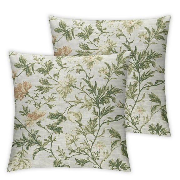 Sage Green Floral Pillow Covers Set of 2 Light Green Chinoiserie Floral Decorative Throw Pillows Vintage Rustic Toile Flower Pillowcase Outdoor Decor Cushion Cover for Couch Sofa