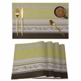 thumbnail image 1 of Sage Green Floral Placemats Set of 12 Modern Farmhouse Leaves Brown Striped Place Mats Indoor Wipeable Table Mats Washable Cloth Dining Table Placemats for Kitchen Holiday Party Home Decor 13x19 Inch, 1 of 9