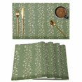 thumbnail image 1 of Sage Green Floral Placemats Set of 8, Spring Flowers Placemats for Dining Table, Place Mats for Kitchen Tabletop, Waterproof Wipeable Dining Table Mats Set, 1 of 9