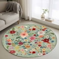 thumbnail image 1 of Sage Green Floral Round Rug 3.3ft Washable Circle Entryway Rugs Non Slip Spring Flowers Leaves Farmhouse Area Rug Indoor Floor Carpet for Bedroom Kitchen Living Room Home Office Dining Room Nursery, 1 of 8