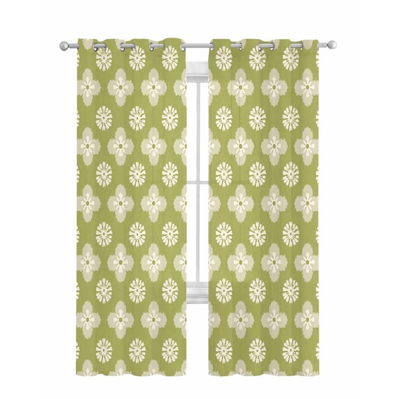 Sage Green Floral Sheer Curtains 84 Inch Length 2 Panels Set for Living Room/Bedroom, Spring Flowers Modern Abstract Art Farmhouse Kitchen Curtains Grommet Curtains Window Treatments 42"x84"x2