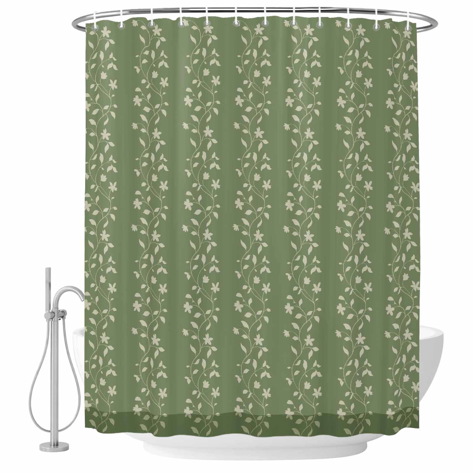 Green Floral Shower Curtainnull