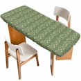 thumbnail image 1 of Sage Green Floral Table Cloths for 8 Foot Rectangle Tables, Spring Flowers Patio Waterproof Elastic Fitted Tablecloths, Washable Rectangular Table Cover for Camping, 1 of 8