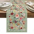 thumbnail image 1 of Sage Green Floral Table Runner - 60 Inch Long, Kitchen Dining Table Runner Dresser Scarves, Spring Flowers Leaves Farmhouse Farmhouse Decor for Coffee Tables Wedding Party Banquet, 1 of 8