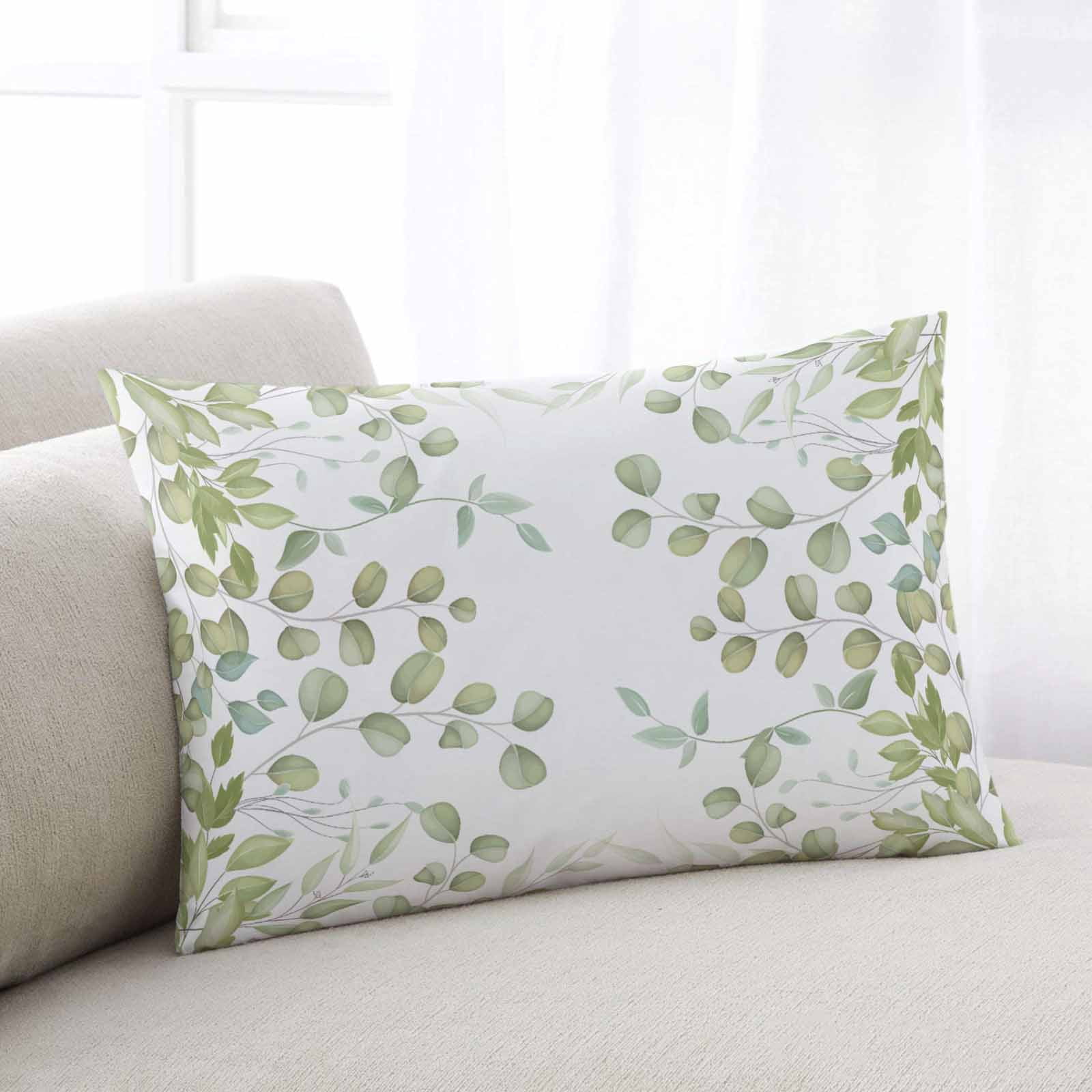 Green Floral Throw Pillow