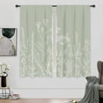 thumbnail image 1 of Sage Green Floral Wildflower Curtains Rustic Botanical Leaves Vintage Flower Herb Farmhouse Rod Pocket Nature Bedroom Living Room Treatment Fabric 2 Panels 42Wx63H Inch, 1 of 6