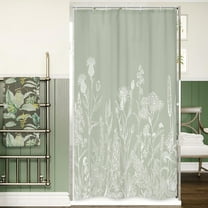 Sage Green Floral Wildflower Shower Curtain for Bathroom Decor 36Wx72H Nature Wildflower Botanical Herbs Country Spring Leaf Art Printed Fabric Polyester Waterproof 7 Pack Plastic Hooks