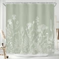 thumbnail image 1 of Sage Green Floral Wildflower Shower Curtain for Bathroom Decor 72Wx72H Plant Herbs Botanical Spring Nature Leaf Rustic Farmhouse Art Printed Fabric Polyester Waterproof 12 Pack Plastic Hooks, 1 of 6