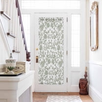 Sage Green Flower Door Curtains for Door Window, French Sidelight Front Back Door Curtains With Tieback, Vintage Farmhouse Boho Leaf Spring Kitchen Rod Pocket Drapes Panel, 25"x72"