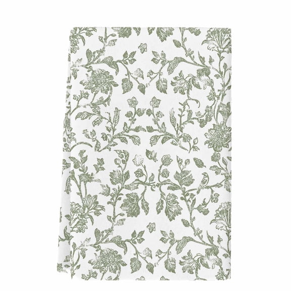 Sage Green Flower Microfiber Kitchen Towel, Vintage Farmhouse Boho Leaf Spring Soft Absorbent Dish Towels, Quick Drying Washable Dishcloths for Kitchen Cleaning, Drying Dishes, 18x28 Inches