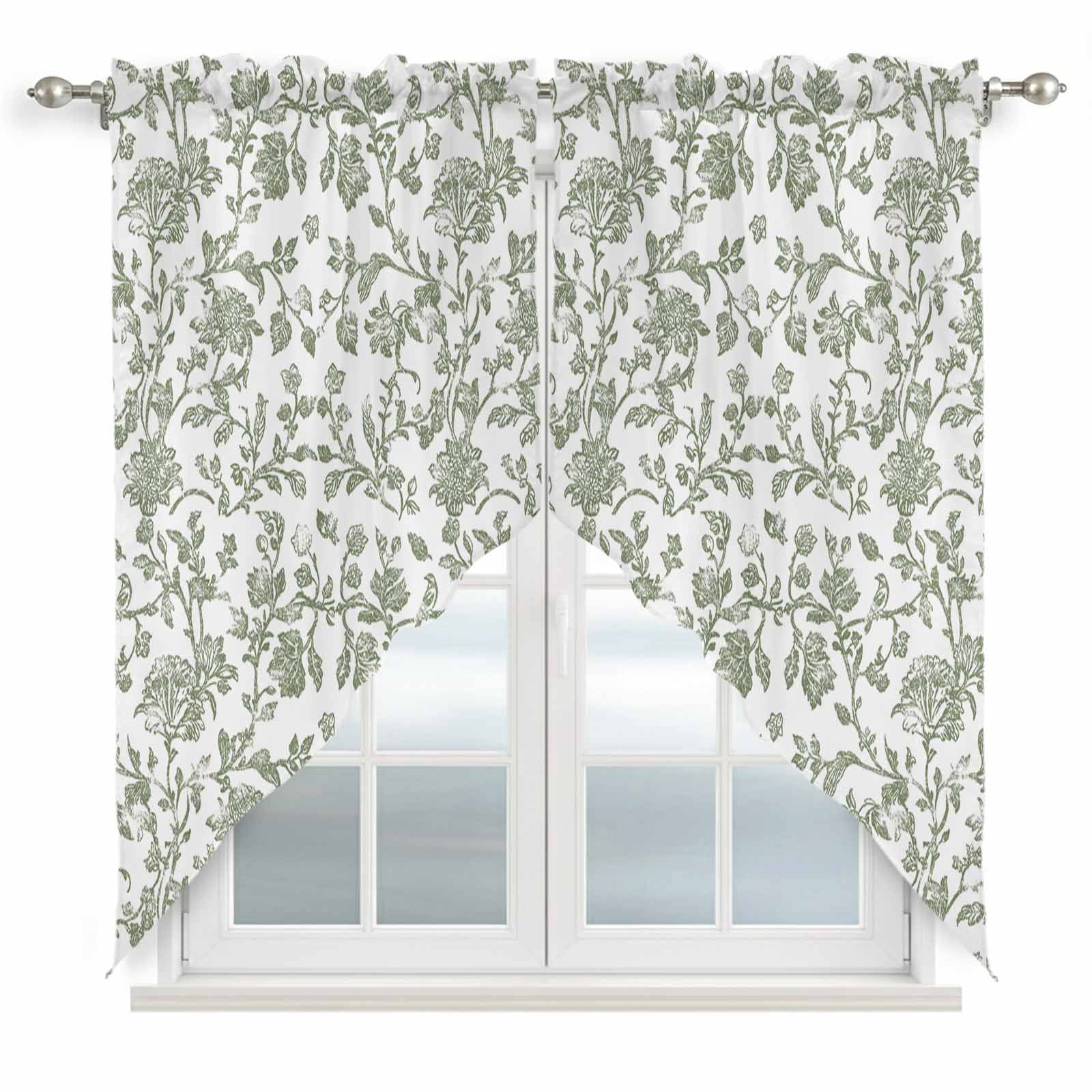 Curated visual reference: Picture Idea: Sage Green Flower Swag Curtains Vintage Farmhouse Boho Leaf Spring