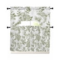 thumbnail image 1 of Sage Green Flower Swag Kitchen Curtains Sets for Windows 24 Inch Length, Vintage Country Rose Leaf Floral Short Window Curtain Panels Swags Valances and Tiers 3 Piece Set for Cafe/Dining Room, 1 of 5