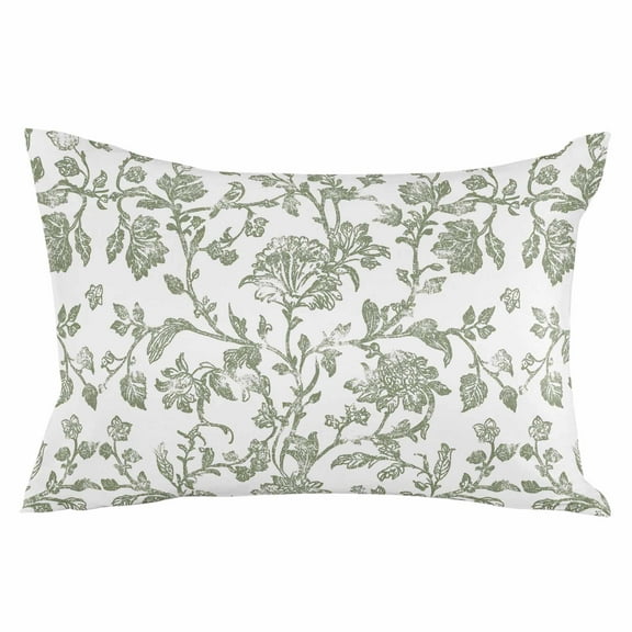 Sage Green Flower Throw Pillow Cover 20 x 26 Inch Decorative Pillow Cover Vintage Farmhouse Boho Leaf Spring Lumbar Pillowcase Seasonal Rectangle Cushion Case for Couch Sofa Bed Living Room