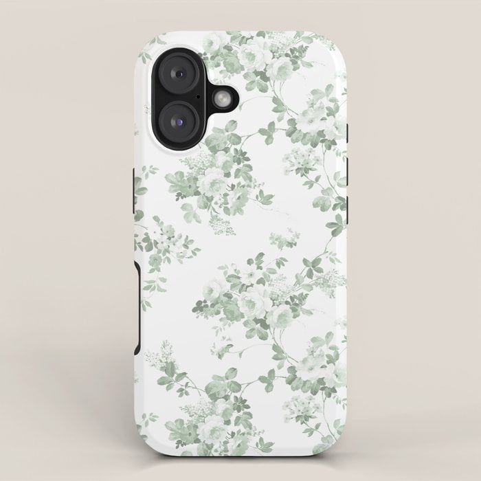 Sage Green Flowering Branches Tough Case for Apple iPhone, Dual-Layer ...