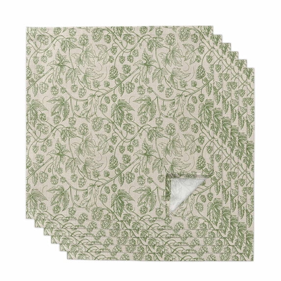 Sage Green Flowers Cloth Napkins, Rustic Pastoral Botanical Floral Leaf Washable and Reusable Dinner Napkins Set of 6, Table Napkin for Kitchen Party Birthday Wedding Hotel Housewarming 20"x20"