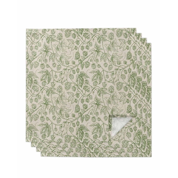Sage Green Flowers Cloth Napkins Set of 4 Reusable Dinner Napkins, Rustic Pastoral Botanical Floral Leaf Cocktail Napkin Washable Table Napkins for Wedding/Holiday Party/Baby Shower 20"x20"