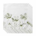 thumbnail image 1 of Sage Green Flowers Cloth Napkins, Watercolor Retro White Floral Leaves Washable and Reusable Dinner Napkins Set of 4, Table Napkin for Kitchen Party Birthday Wedding Hotel Housewarming 20"x20", 1 of 8