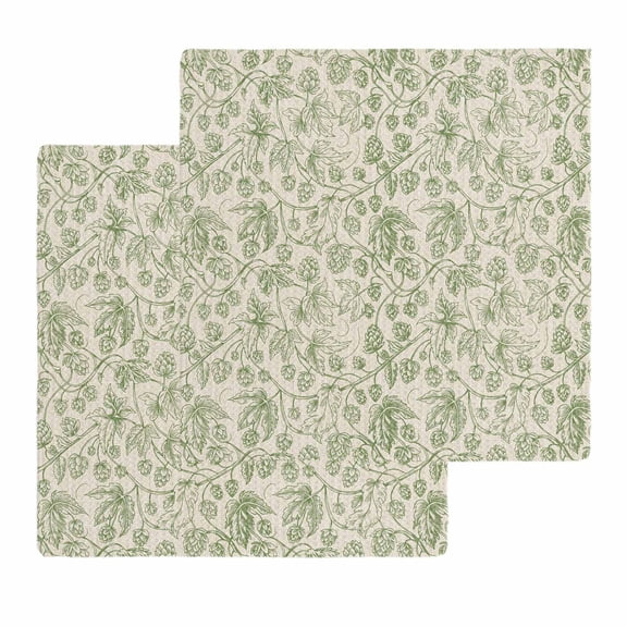Sage Green Flowers Dish Towels Set,Waffle Weave Kitchen Towels 2 Pieces,Microfiber Hair Face Bath Tea Towel Absorbent Quick Drying Cleaning Dish Cloths,Rustic Pastoral Botanical Floral Leaf 12"x12"