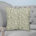 thumbnail image 1 of Sage Green Flowers Throw Pillow Covers, Soft Pillowcases with Invisible Zipper, Rustic Pastoral Botanical Floral Leaf Square Pillow Cushion Covers for Living Room Couch Sofa Bed 20x20 Inches, 1 of 8