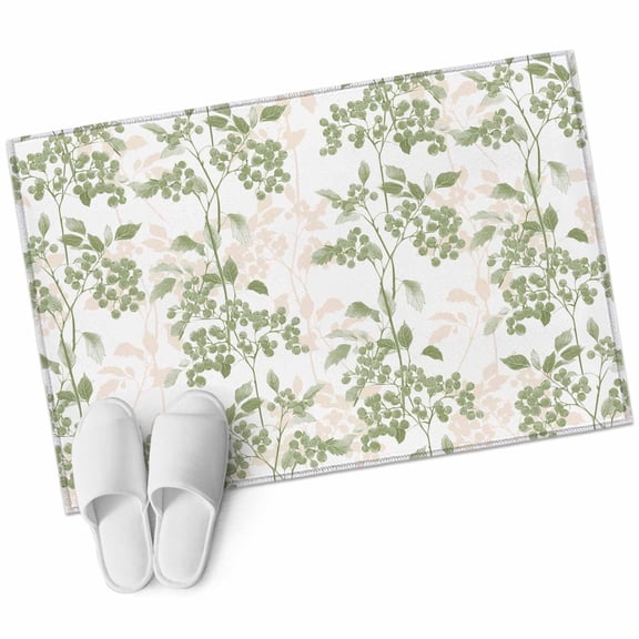 Sage Green Fruit Area Rug 2x3ft Plant Nature Non-Slip Washable Square Rugs Soft Felt Indoor Floor Mat for Bedroom Kitchen Living Room Bathroom