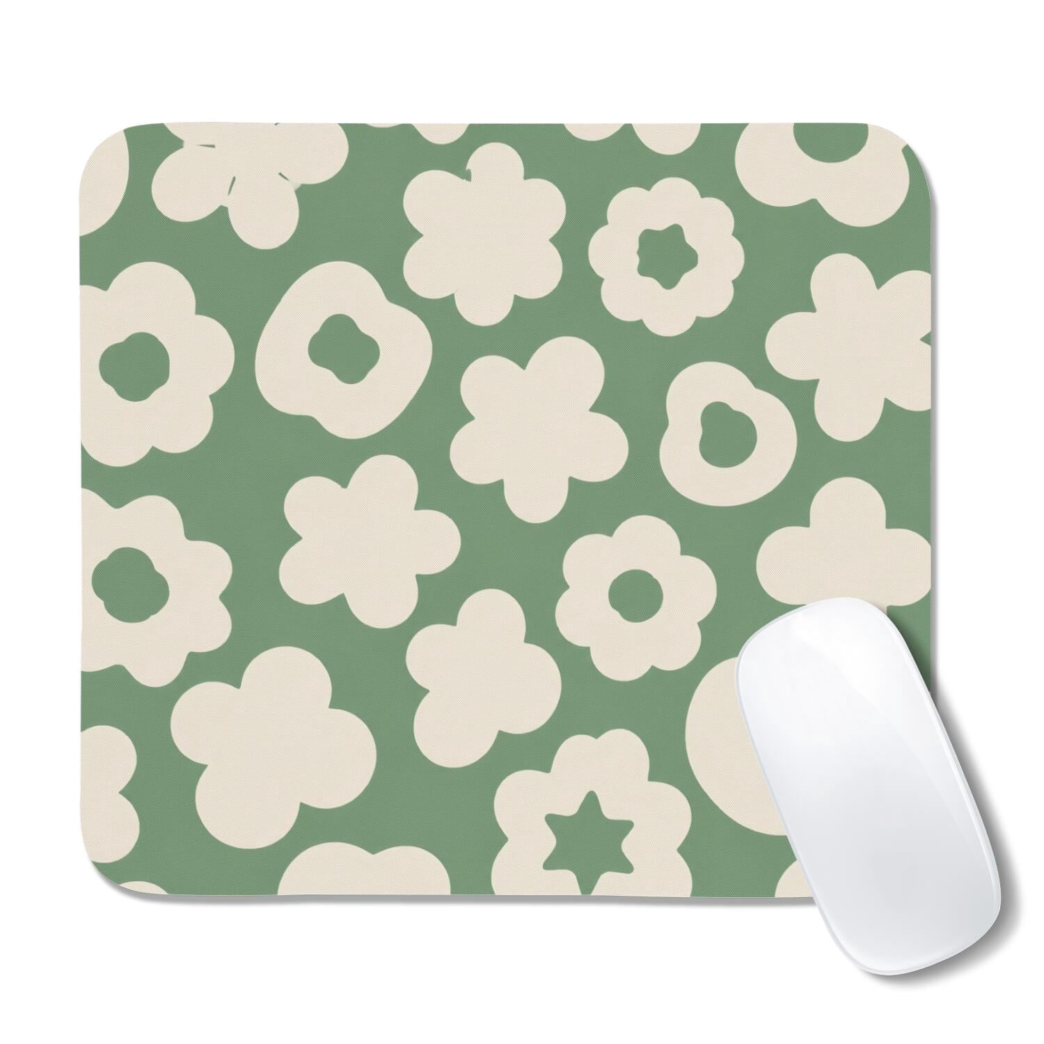 Sage Green Garden Floral Small Mouse Pad, 20x22.5cm Polyester Computer ...
