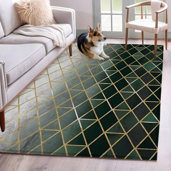 Sage Green Geometric Area Rugs 3'x5', Washable Small Throw Rugs for Living Room Bedroom, Modern Abstract Gradient Marble Indoor Outdoor Rug Non-Slip Low Pile Carpet Runner Reversible Floor Mats