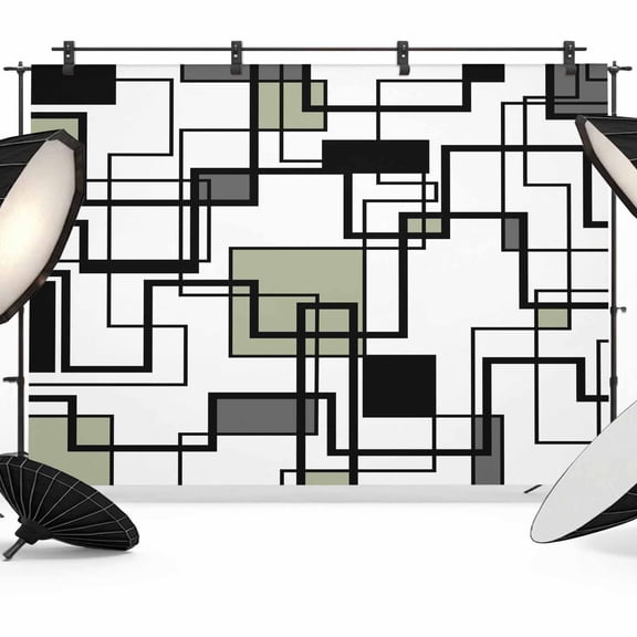 Sage Green Geometric Backdrop for Photoshoot,Photography Photo Studio Background Wall Backdrop,Simple Black Gray Abstract Striped Back Drop Banner Panel for Portraits Wedding Live Streaming 10x8Ft