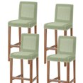 thumbnail image 1 of Sage Green Geometric Bar Stool Cover Set of 4, Green Greek Key Design Burlap Modern Art Stretch Bar Chair Cover, Removable Washable Pub Counter Stool Chair Slipcover for Kitchen Dining Room Pub Cafe, 1 of 9
