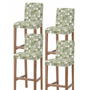 Sage Green Geometric Bar Stool Covers Set of 4, Modern Abstract Art Botanical Stretch Washable Bar Chair Covers with Backs, Removable Pub Counter Height Chair Cover for Kitchen Dining Room Cafe