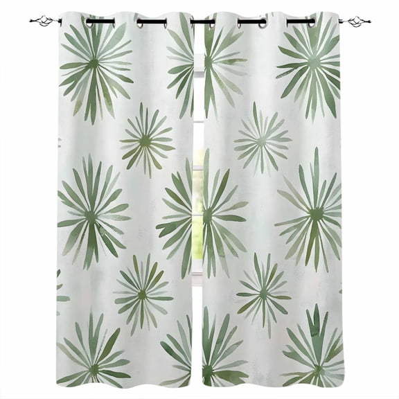 Sage Green Geometric Blackout Curtains for Bedroom Living Room Darkening Curtains 63 Inches Long Watercolor Abstract Art Window Curtain 2 Panels Set Insulated Window Treatment Grommet Drapes 42"x63"