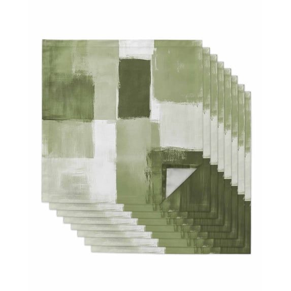 Sage Green Geometric Cloth Napkins Set of 8 Reusable Dinner Napkins, Watercolor Ombre Modern Abstract Art Cocktail Napkin Washable Table Napkins for Wedding/Holiday Party/Baby Shower 20"x20"