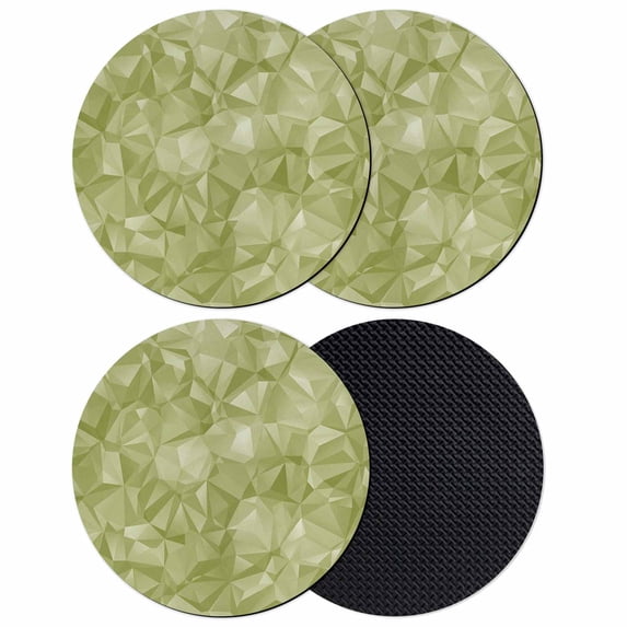 Sage Green Geometric Coasters Set of 4, Absorbent Coasters for Drinks, Modern Stereotypic Abstract Art Coaster for Desk Coffee Table Protection, Home Decor House Warming Gifts 4"