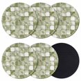 thumbnail image 1 of Sage Green Geometric Coasters Set of 6, Modern Abstract Art Botanical Absorbent Coasters for Drinks, Coaster for Bar Office Dining Coffee Table Accessories Decor, Non Slip Round Desk Coaster, 1 of 9