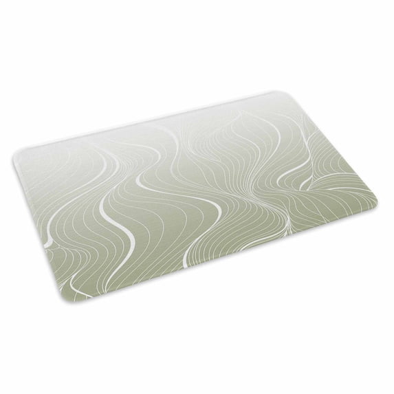 Sage Green Geometric Doormat Outdoor Entrance 24"x36", Modern White Stripe Distortion Art Absorb Moisture Dirt Door Mats, Non-Slip Rubber Backing Floor Mats Indoor, Low-Profile Front Door Rugs