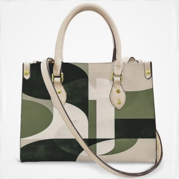 Sage Green Geometric Green Modern Abstract Cross Body Bags For Women Small Leather Female Handbags Fashion Top-Handle Totes