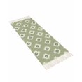 Sage Green Geometric Hallway Runner Rug 2'x6', Laundry Room Washable
