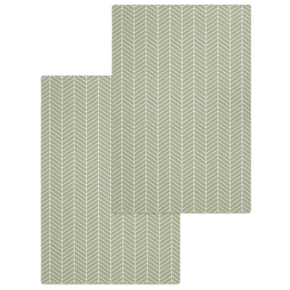 Sage Green Geometric Kitchen Dish Towels for Drying Dishes Set of 2, Minimalism Solid Color Striped Lines Waffle Weave Microfiber Hand Tea Bathroom Towels Quick Dry & Absorbent Towel 15.7x23.6