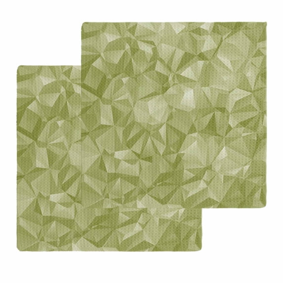Sage Green Geometric Kitchen Dish Towels for Drying Dishes Set of 2, Modern Stereotypic Abstract Art Waffle Weave Microfiber Hand Tea Bathroom Towels Quick Dry & Absorbent Towel 12x12