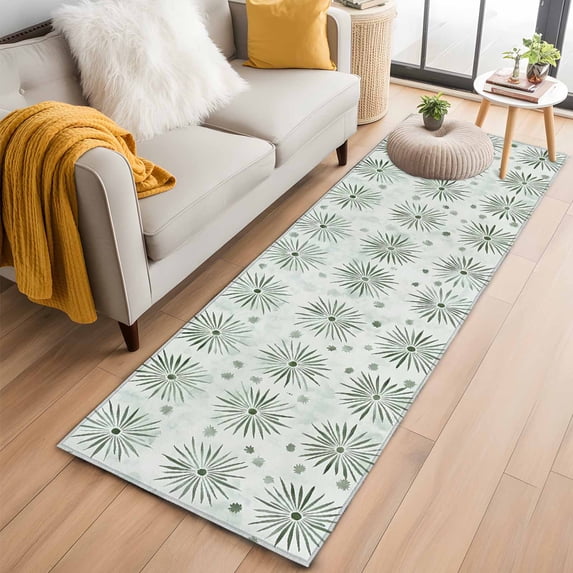 Sage Green Geometric Kitchen Runner Rug 2x6 Washable Runners for Hallway Non Slip Watercolor Color Block Art Large Area Rug Indoor Floor Carpet for Bathroom Laundry Entryway Bedroom Living Room