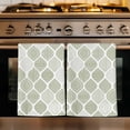 thumbnail image 1 of Sage Green Geometric Kitchen Towels Set of 1, Moroccan Chic Abstract Plaid Art Absorbent Dish Towels for Kitchen, Microfiber Hand Towel, Quick Drying Tea Towel for Cleaning Decorative Dishcloths, 1 of 7