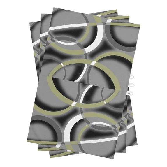 Sage Green Geometric Kitchen Towels Set of 3, Water Absorbent Dish Towel, Grey Retro Abstract Striped Art Decorative Hand Towels - Quick Drying Cloth for Cooking Baking, 18x28 Inch