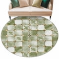 thumbnail image 1 of Sage Green Geometric Large Area Rugs for Bedroom Living Room, Soft Non Slip Carpet Bedside Rug, Modern Abstract Art Botanical Round Floor Cover Kitchen Accent Rug 5' for Dining Room/Office, 1 of 9