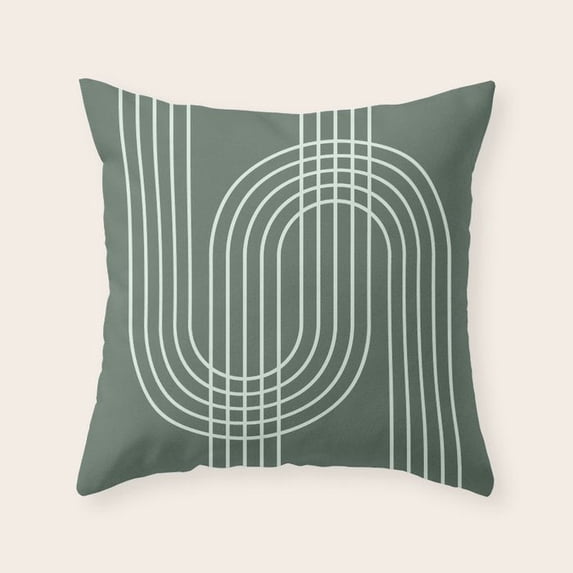 Loop Linie Sage Green Geometric Loop Line Velvet Throw Pillow Cover, Two-Sided ...