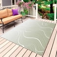 thumbnail image 1 of Sage Green Geometric Outdoor Rug for Patio/Deck/Porch, Non-Slip Large Area Rug 3 x 5 Ft, Modern White Stripe Distortion Art Indoor Outdoor Rugs Washable Area Rugs, Camping Rug Carpet Runner, 1 of 8