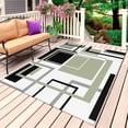 thumbnail image 1 of Sage Green Geometric Outdoor Rug for Patio/Deck/Porch, Non-Slip Large Area Rug 5 x 7 Ft, Black Gray Abstract Striped Art Indoor Outdoor Rugs Washable Area Rugs, Reversible Camping Rug Carpet Runner, 1 of 8