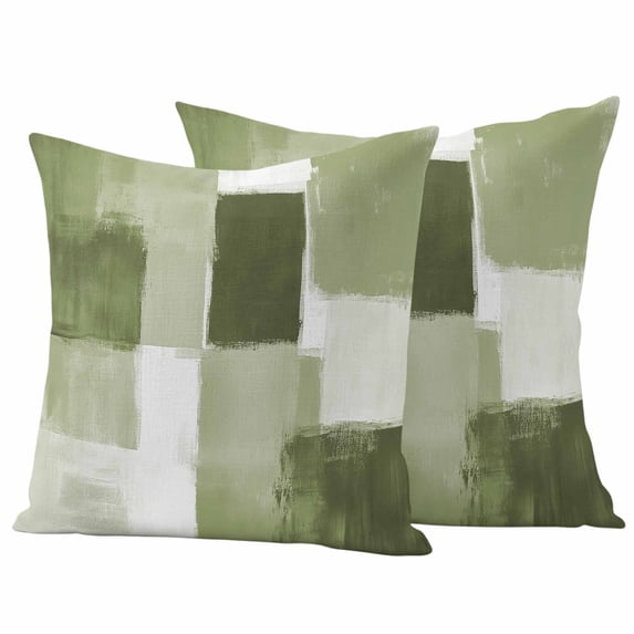 Sage Green Geometric Outdoor Waterproof Pillow Covers, Watercolor Ombre Modern Abstract Art Decorative Square Throw Pillowcase Sofa Cushion Sham for Patio/Couch/Chair, 26"x26" 2 Pack