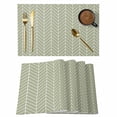 thumbnail image 1 of Sage Green Geometric Placemats Set of 4, Minimalism Solid Color Striped Lines Placemats for Dining Table, Place Mats for Kitchen Tabletop, Waterproof Wipeable Dining Table Mats Set, 1 of 9